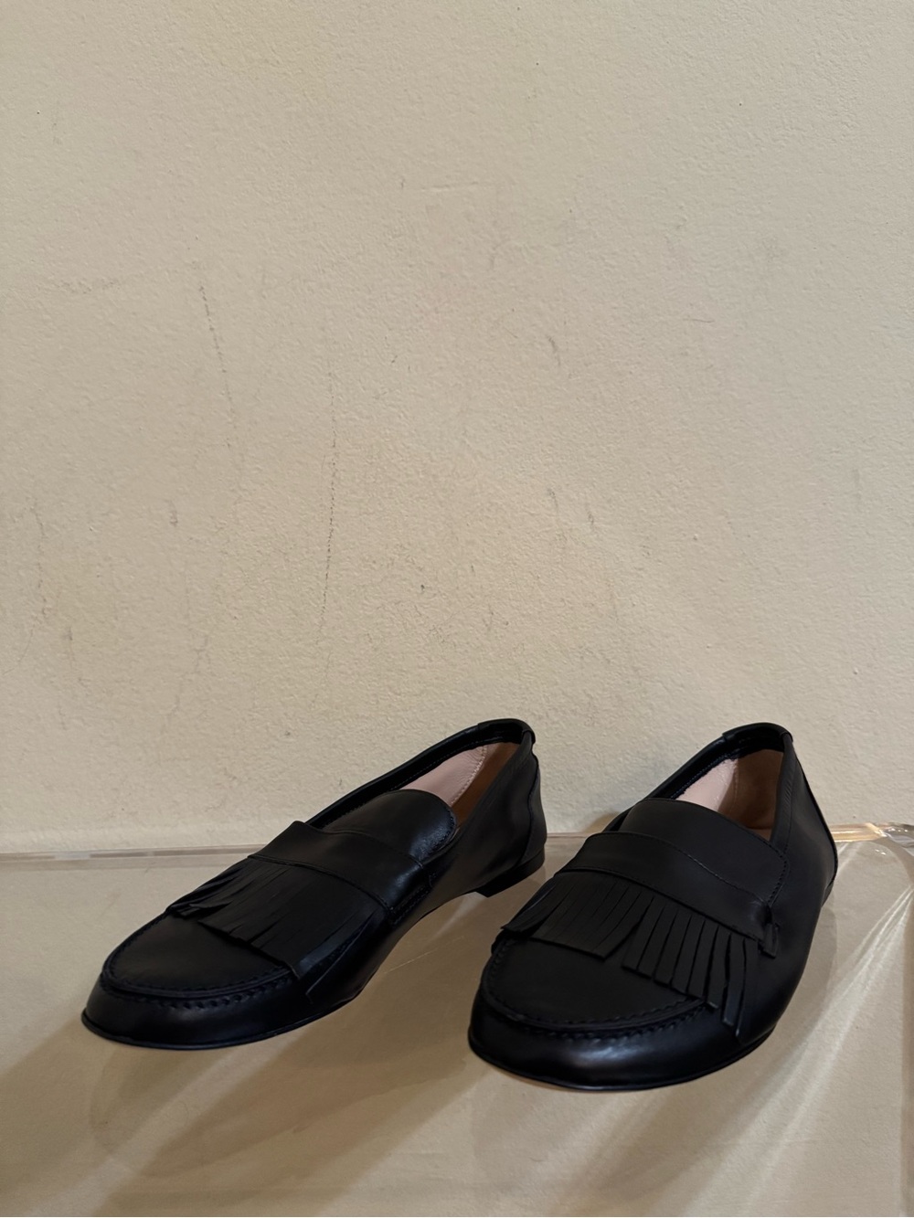 Jamie Haller Fringe Loafer Shoes Leather Black Size 37